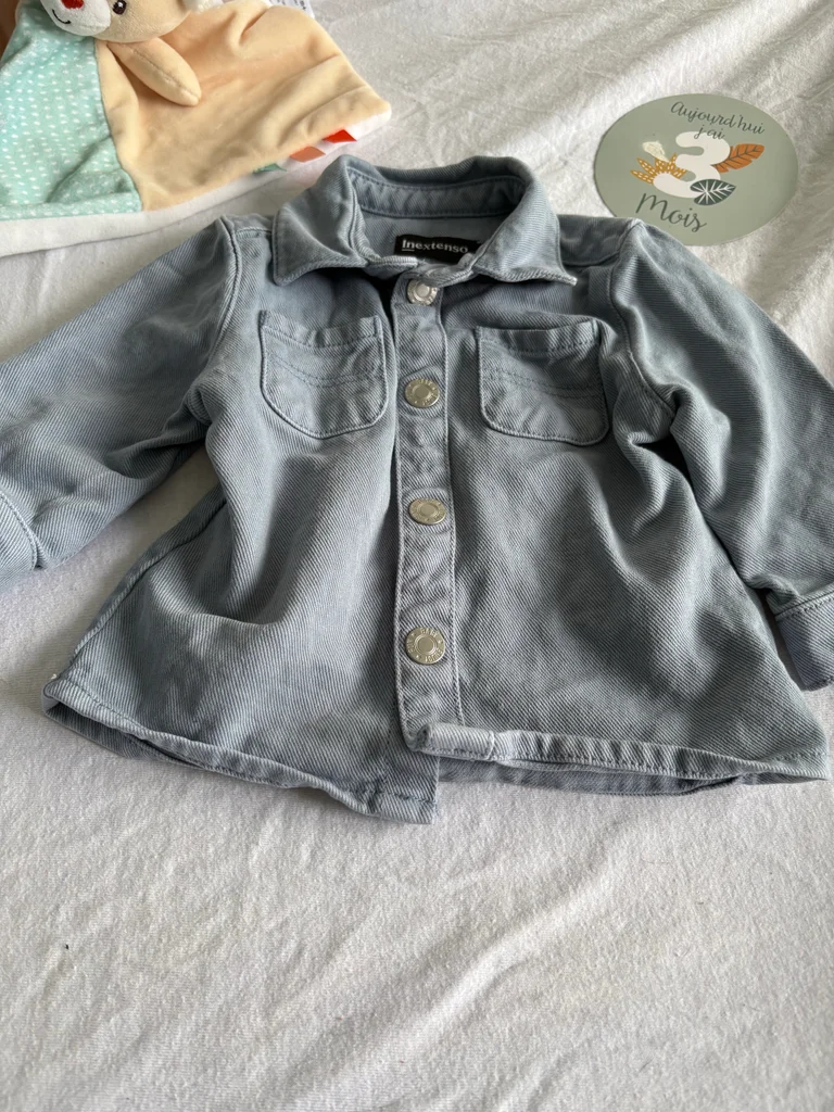 Jolie Veste en Jean Bleu Bébé Garçon 3 Mois – Inextenso – photo 2